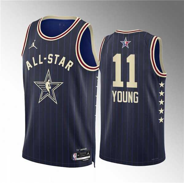 Mens 2024 All-Star #11 Trae Young Crimson Navy Stitched Basketball Jersey